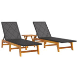 NNEVL 3 Piece Garden Lounge Set Poly Rattan&Solid Wood Acacia