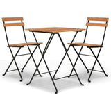 NNEVL 3 Piece Folding Bistro Set Solid Wood Teak and Steel