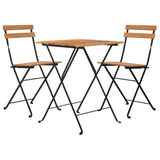 NNEVL 3 Piece Folding Bistro Set Solid Wood Teak and Steel