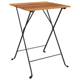 NNEVL 3 Piece Folding Bistro Set Solid Wood Teak and Steel