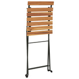 NNEVL 3 Piece Folding Bistro Set Solid Wood Teak and Steel