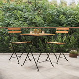 NNEVL 3 Piece Folding Bistro Set Solid Wood Teak and Steel