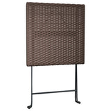 NNEVL Folding Bistro Table Brown 55x54x71 cm Poly Rattan