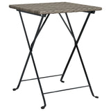 NNEVL Folding Bistro Table Grey 55x54x71 cm Poly Rattan