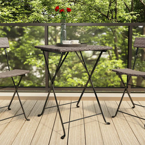 NNEVL Folding Bistro Table Grey 55x54x71 cm Poly Rattan