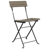 NNEVL Folding Bistro Chairs 2 pcs Grey Poly Rattan and Steel