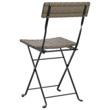 NNEVL Folding Bistro Chairs 2 pcs Grey Poly Rattan and Steel