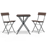NNEVL 3 Piece Folding Bistro Set Brown Poly Rattan