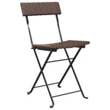NNEVL 3 Piece Folding Bistro Set Brown Poly Rattan