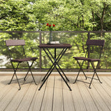NNEVL 3 Piece Folding Bistro Set Brown Poly Rattan