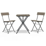 NNEVL 3 Piece Folding Bistro Set Grey Poly Rattan