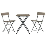 NNEVL 3 Piece Folding Bistro Set Grey Poly Rattan