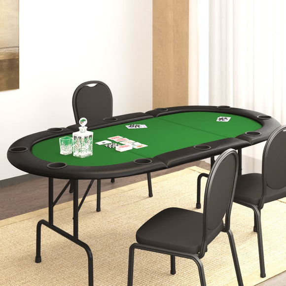NNEVL 10-Player Folding Poker Table Green 206x106x75 cm