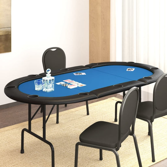 NNEVL 10-Player Folding Poker Table Blue 206x106x75 cm