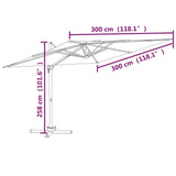 NNEVL Cantilever Umbrella with Aluminium Pole Black 300x300 cm