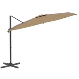NNEVL LED Cantilever Umbrella Taupe 400x300 cm