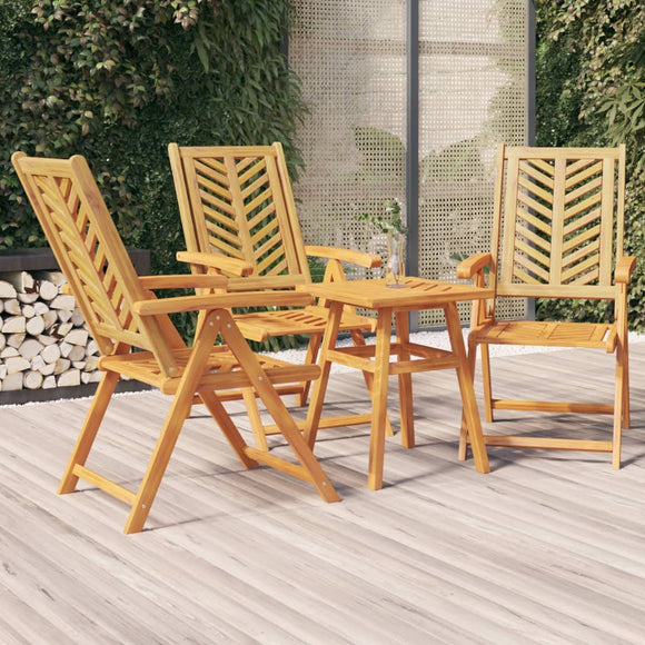 NNEVL Reclining Garden Chairs 3 pcs Solid Wood Acacia