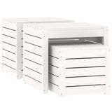 NNEVL 3 Piece Garden Box Set White Solid Wood Pine