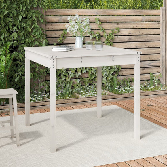 NNEVL Garden Table White 82.5x82.5x76 cm Solid Wood Pine