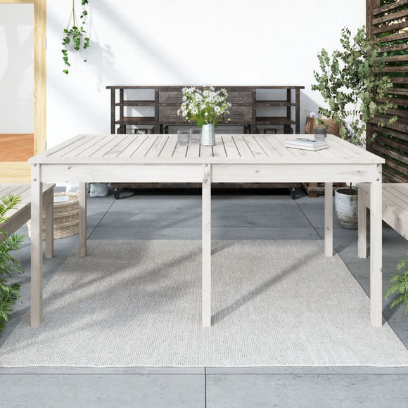 NNEVL Garden Table White 159.5x82.5x76 cm Solid Wood Pine