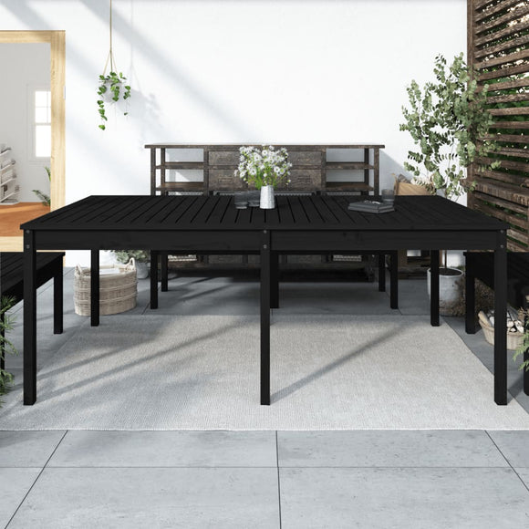 NNEVL Garden Table Black 203.5x100x76 cm Solid Wood Pine