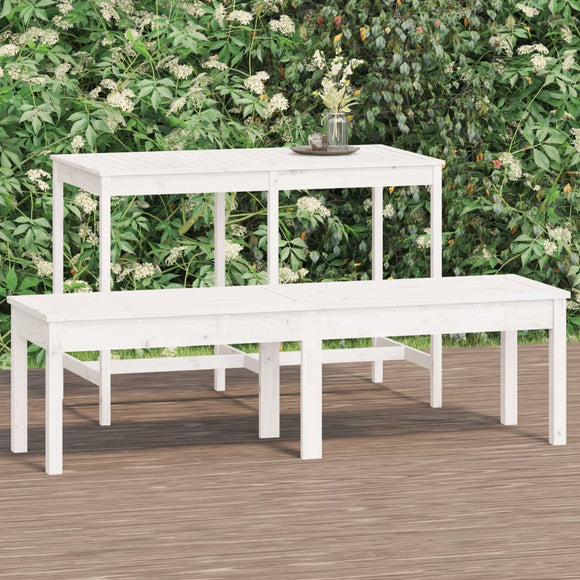 NNEVL 2-Seater Garden Bench White 159.5x44x45 cm Solid Wood Pine