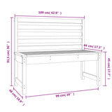 NNEVL Garden Bench White 109 cm Solid Wood Pine