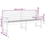 NNEVL Garden Bench Grey 203.5x48x91.5 cm Solid Wood Pine