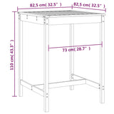 NNEVL Garden Table 82.5x82.5x110 cm Solid Wood Pine