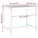 NNEVL Garden Table White 121x82.5x110 cm Solid Wood Pine