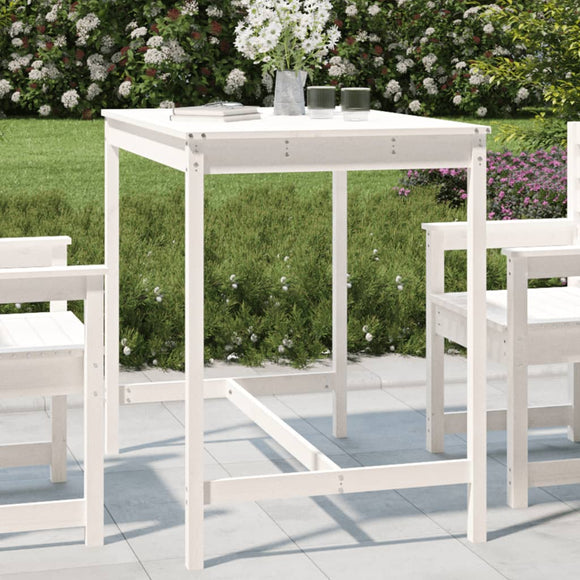 NNEVL Garden Table White 121x82.5x110 cm Solid Wood Pine