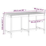 NNEVL Garden Table White 203.5x90x110 cm Solid Wood Pine