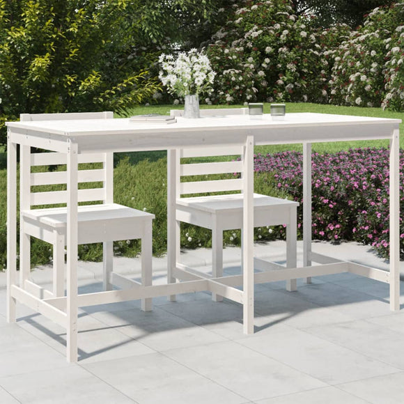 NNEVL Garden Table White 203.5x90x110 cm Solid Wood Pine