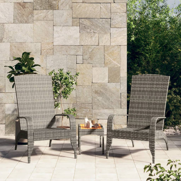NNEVL Garden Adirondack Chair Grey Poly Rattan