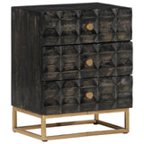 NNEVL Bedside Cabinet Black 40x29x50 cm Solid Wood Mango