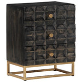 NNEVL Bedside Cabinet Black 40x29x50 cm Solid Wood Mango