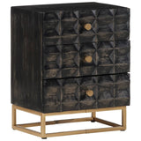 NNEVL Bedside Cabinet Black 40x29x50 cm Solid Wood Mango