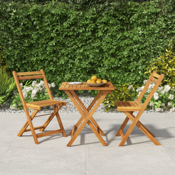 NNEVL 3 Piece Folding Bistro Set Solid Wood Acacia