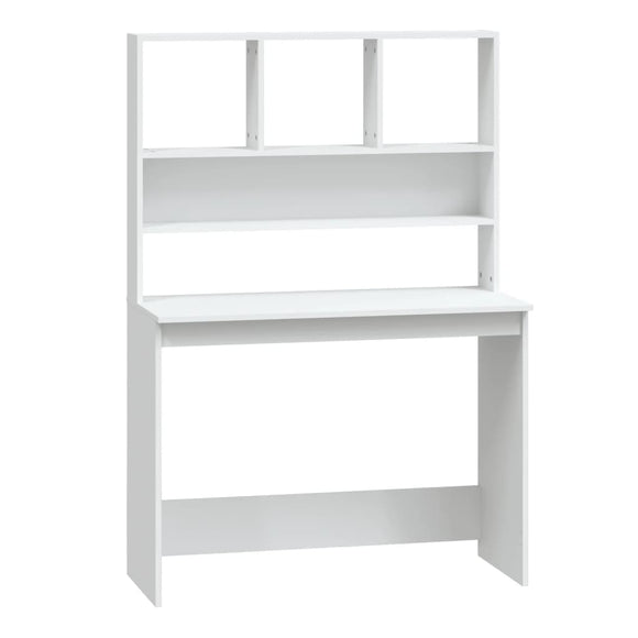 NNEVL Desk with Shelves White 102x45x148 cm Engineered Wood