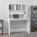 NNEVL Desk with Shelves White 102x45x148 cm Engineered Wood