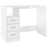 NNEVL Desk with Drawers High Gloss White 102x50x76 cm Engineered Wood