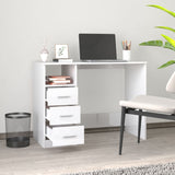 NNEVL Desk with Drawers High Gloss White 102x50x76 cm Engineered Wood