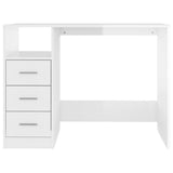 NNEVL Desk with Drawers High Gloss White 102x50x76 cm Engineered Wood
