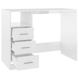 NNEVL Desk with Drawers High Gloss White 102x50x76 cm Engineered Wood
