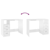 NNEVL Desk with Drawers High Gloss White 102x50x76 cm Engineered Wood