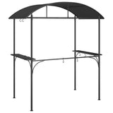 NNEVL BBQ Gazebo with Side Shelves Anthracite 220x115x230 cm Steel