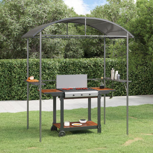 NNEVL BBQ Gazebo with Side Shelves Anthracite 220x115x230 cm Steel