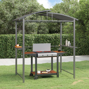 NNEVL BBQ Gazebo with Side Shelves Anthracite 210x114x230 cm Steel