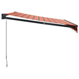 NNEVL Retractable Awning Orange and Brown 3x2.5 m Fabric and Aluminium