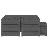 NNEVL 4 Piece Garden Box Set Grey Solid Wood Pine